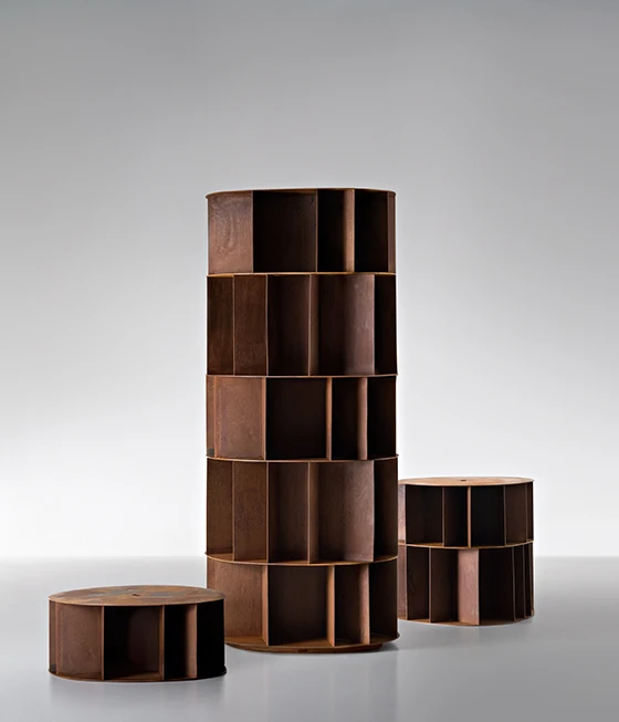 <b>Existence</b> bookcases (corten steel) for De Castelli, 2010 - Photo © aMDL