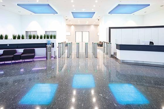 Sound-absorbing illuminated ceiling