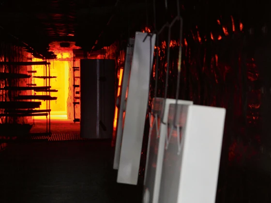 Several layers of special glazing, each carefully applied by expert hand, are baked onto titanium-stabilised steel in 830-degree-Celsius furnace heat in multiple stages