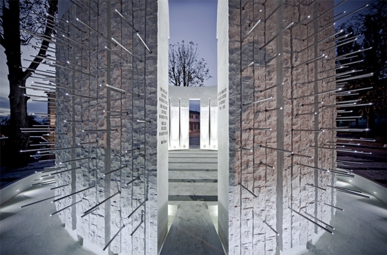 Top: The pool illumination makes the Caramel Grecotel both safer and more luxe. Middle: The Darzana exhibition in the Turkish Pavilion at the Venice Biennale. Above: At the Kozarac Monument in Bosnia, LLG lighting helped to convey emotion and artistry