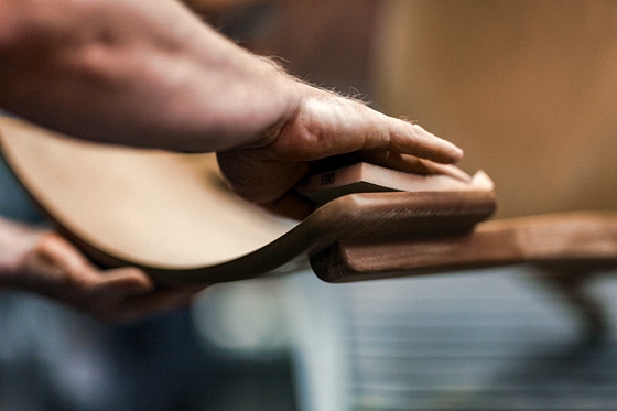 Sure instincts: the craftsmen sand the chairs by hand, achieving an incredible degree of precision.