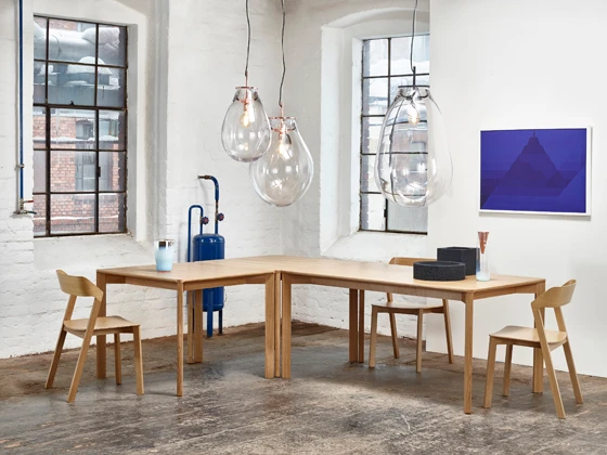 More new TON products at this year's Salone del Mobile: the Fleur coat-stand by Slovak designer Lubo Majer (top) and another Alexander Gufler design (above) – the Lasa table, whose angled legs and plywood veneered top make reference to the Merano chair
