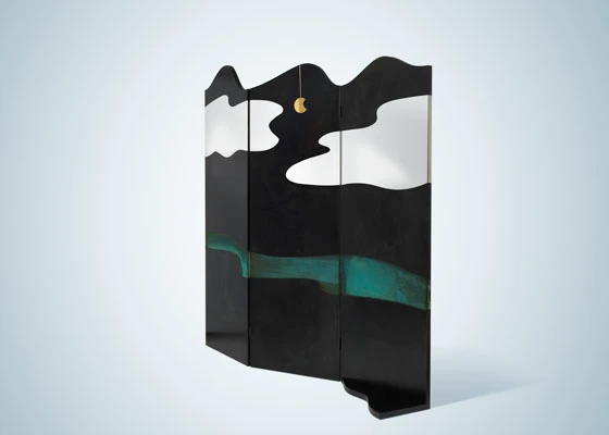 Délabré black iron, polished steel, brushed copper and délabré brass combine to create these extraordinary landscapes on screens by Alessandra Baldereschi which serve to demonstrate the chromatic shades made possible by oxidation