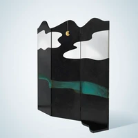 Délabré black iron, polished steel, brushed copper and délabré brass combine to create these extraordinary landscapes on screens by Alessandra Baldereschi which serve to demonstrate the chromatic shades made possible by oxidation