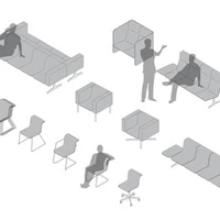 Alain Berteau und seine Kollegen haben auf Basis des erfolgreichen TAB-Stuhls ein umfassendes System entwickelt in dem jedes Sitzelement in eine flexible Sitzkonfiguration eingepasst werden kann, wie z.B. Sitzreihen oder Wohnlandschaften