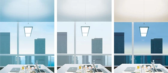 Morning, noon and evening (from left to right)