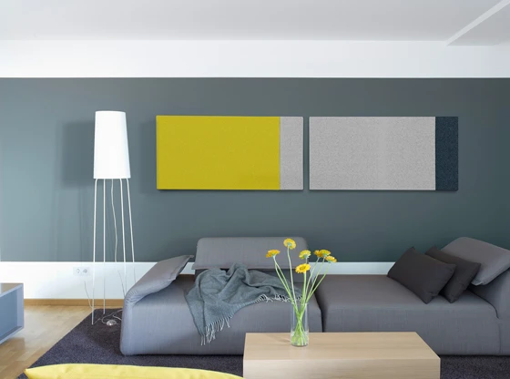 Vision on, sound out: Color Fields by acousticpearls provide effective sound management, while functioning as space-defining elements via their strong chromatic expression