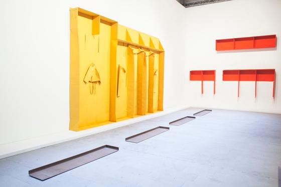 Dialogue at the 2017 Venice Biennale. German artist Franz Erhard Walther’s flat, elongated steel forms on the floor at either side of the expansive Arsenale building invite visitors to enter into a silent conversation with each other