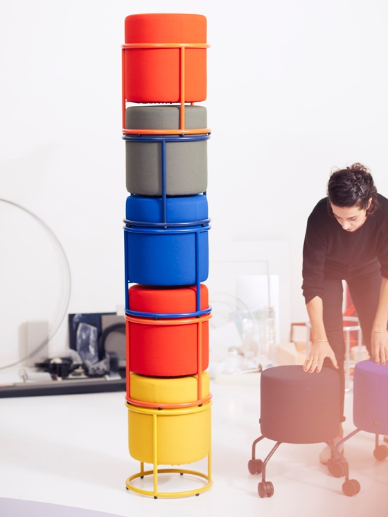 Pauline Deltour's strikingly graphic and ultra-mobile Drop stool is satisfyingly architectural in its stackability