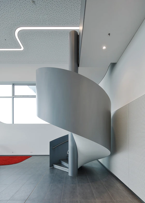 Featuring smooth corners on the inside as well as on the outside, the SKF Test Centre celebrates the gentle, yet formidable power of the wind with its smooth lines. Photographer: Hans Juergen Landes