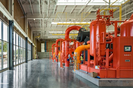 Stanford University’s Central Energy Facility is a functional showpiece of state of the art sustainable technology. Photographers: Steve Proehl (1), Robert Canfield (2, 4), Tim Griffith (3)