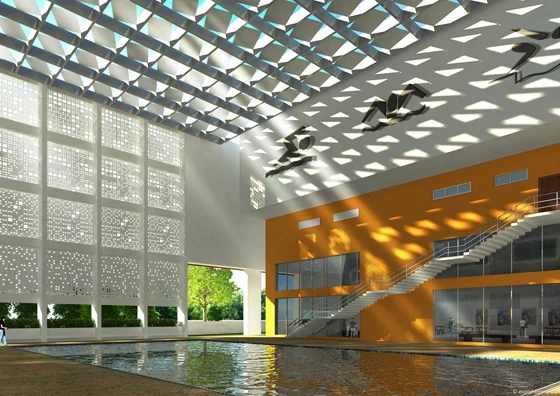 Abstracted concrete screens form the outer skin of the building and reference the local vernacular, helping to shade the interior from the tropical sun. Photos: Randhir Singh (1, 2); The British School (3)