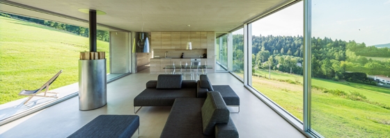 Polish design brand Noti's Termo seating, designed by Tomek Rygalik (top), and Rosco sofa installed in KWK Promes architects' Konieczny's Ark house, Krakow