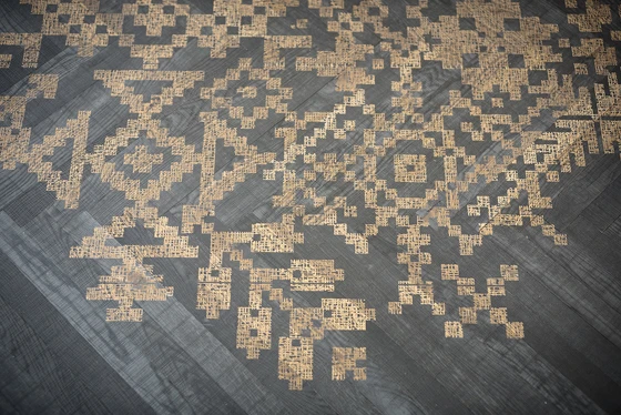 The Undici parquet (in collaboration with Listone Giordano) provides exquisitely textured flooring thanks to Inkiostro Bianco’s laser-engraving technology