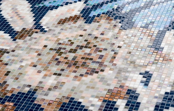 Mosaic chips with a wide range of colours and textures introduce a level of detail and depth to the Ornamental designs that is rare in contemporary mosaic surfaces