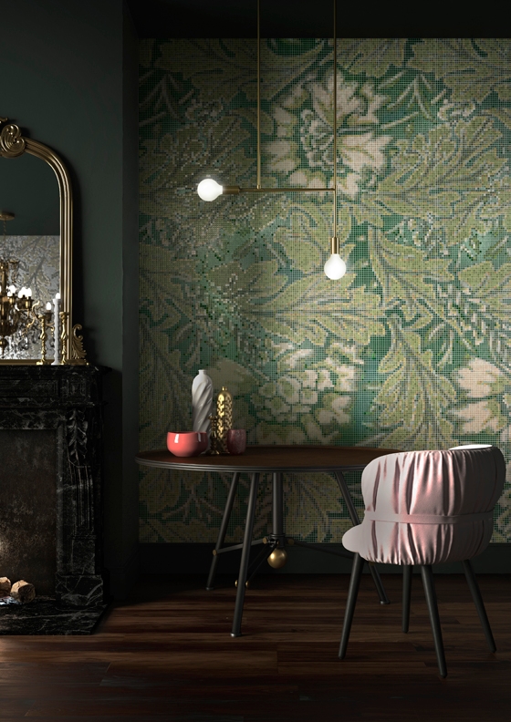 Mosaico+ produces ornate contemporary mosaics which are designed to create a statement feature in modern or traditional interior schemes