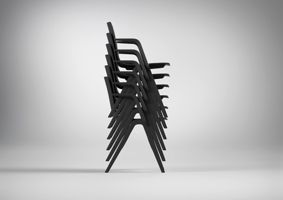 With a reinforced thermoplastic polyamide construction, the A-Chair’s stability means it can be stacked up to 15 high