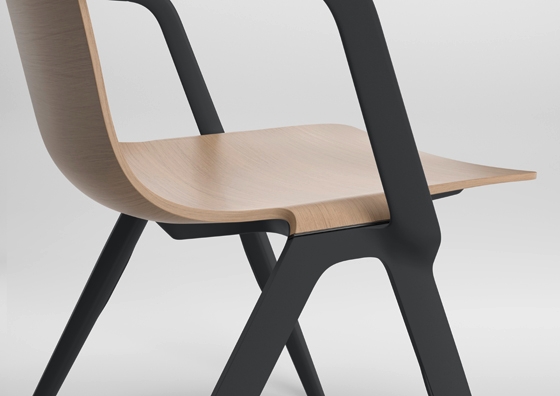 A-Chair’s seat shell curves down into a smooth meeting point with the frame. The elegant design feature also provides a more comfortable sitting position