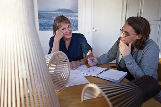 Secto Design founder Tuula Jusélius with designer Seppo Koho