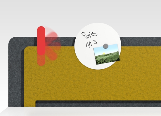 Special attention is paid to detail. Accessories such as mirrors, luminaires, hooks or memo boards can be used to individualise the workspace